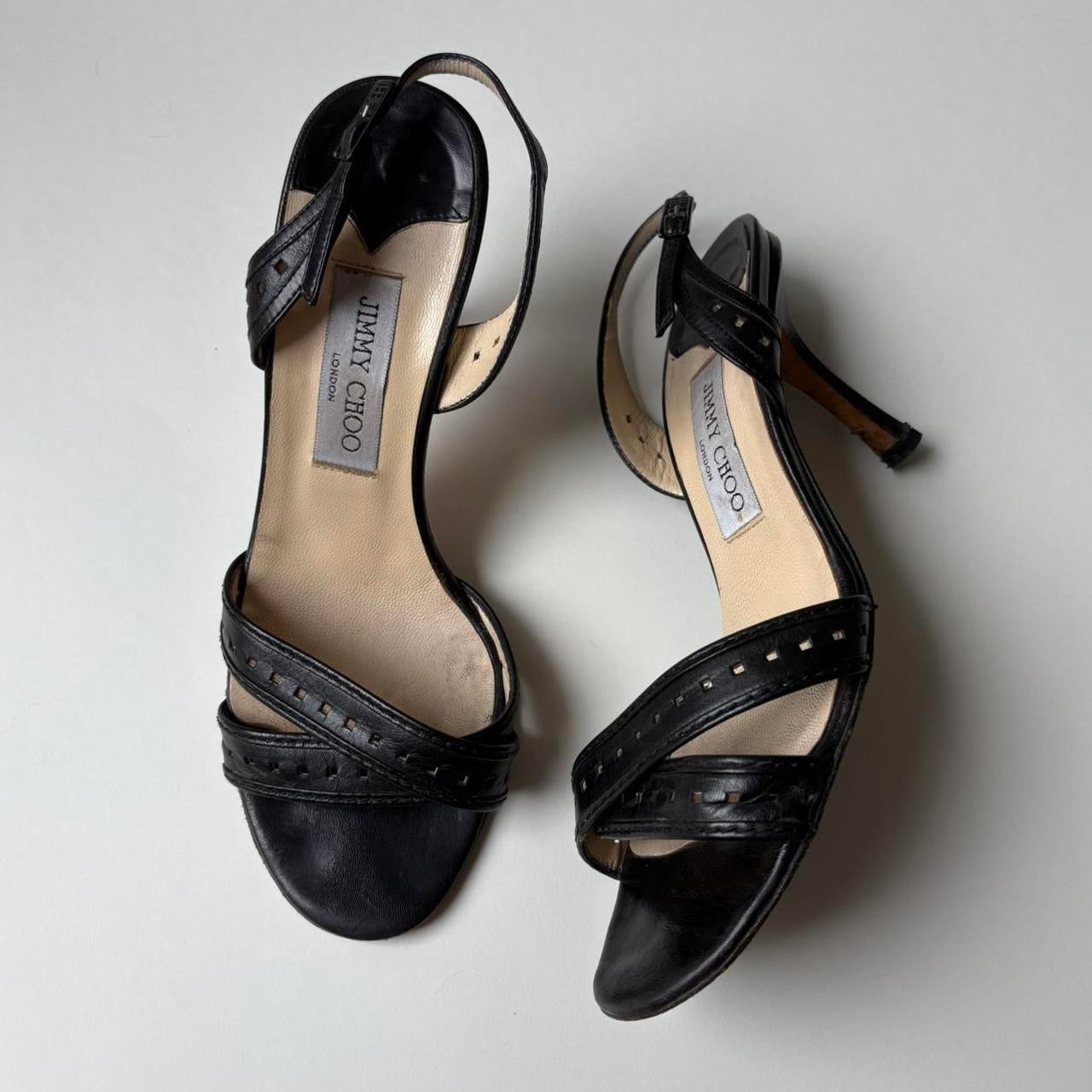 Jimmy Choo Black Leather Kitten Heels