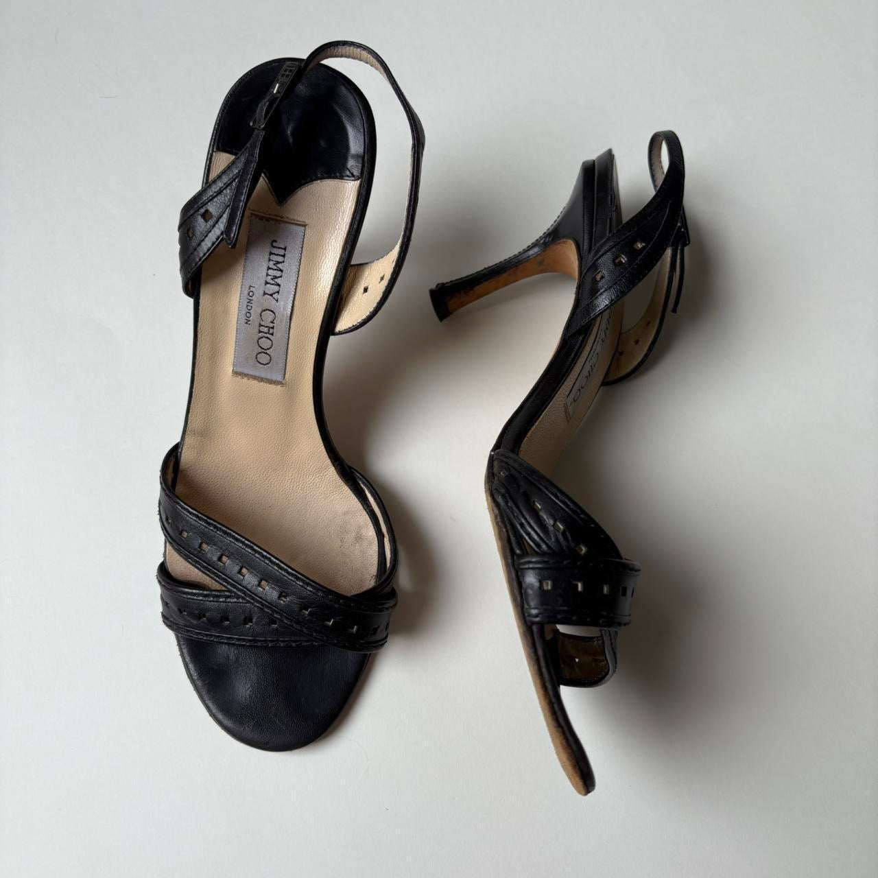 Jimmy Choo Black Leather Kitten Heels