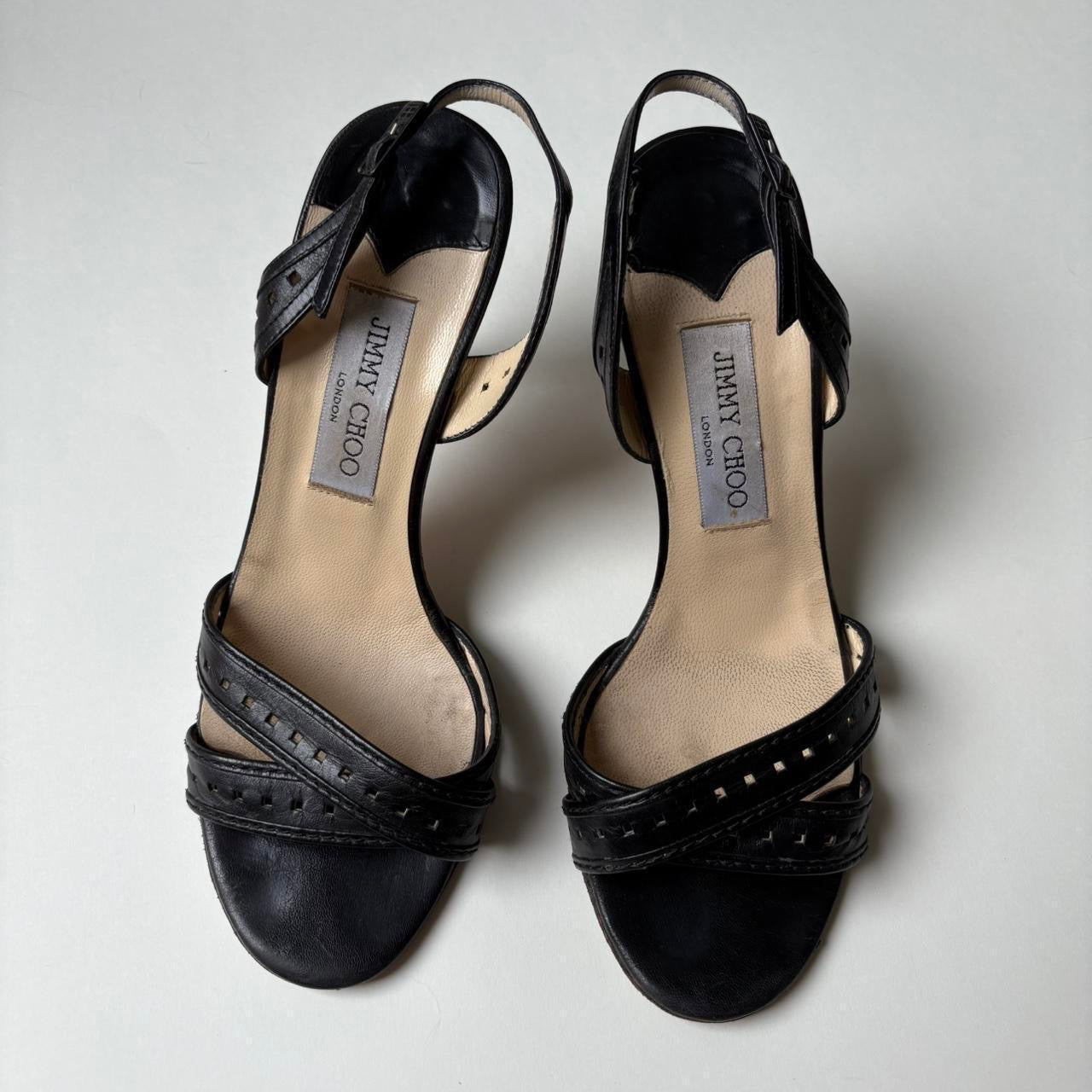 Jimmy Choo Black Leather Kitten Heels