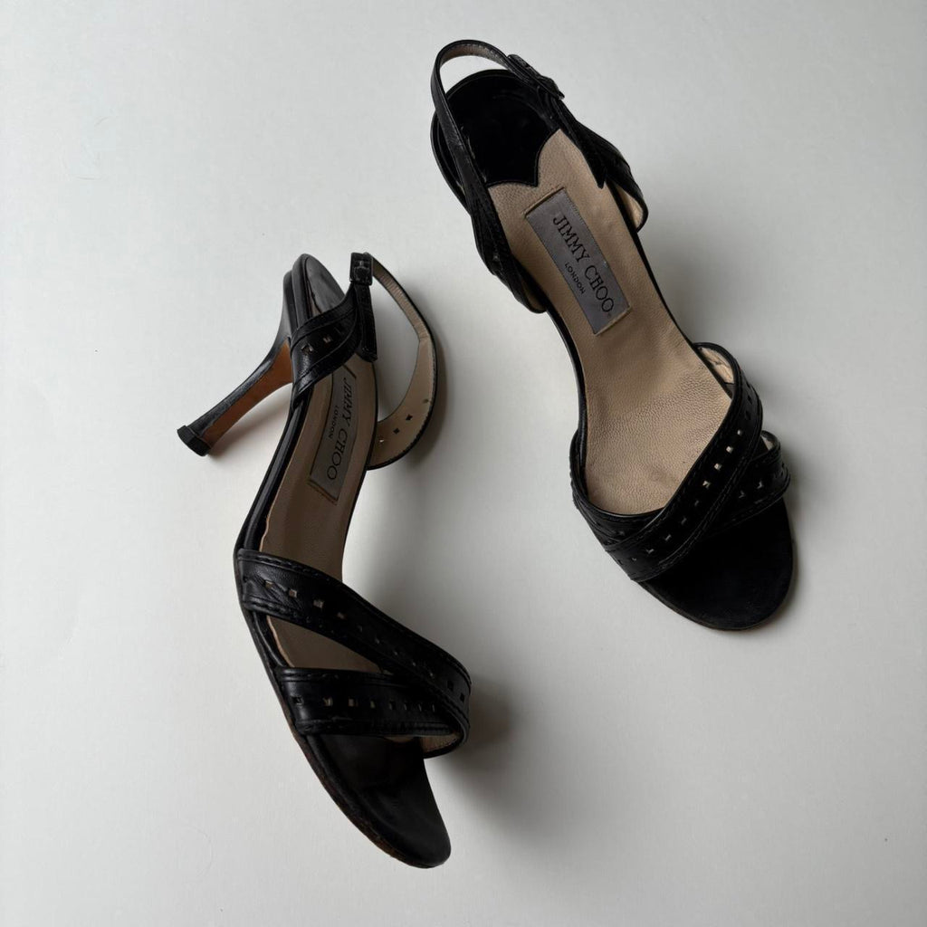 Jimmy Choo Black Leather Kitten Heels