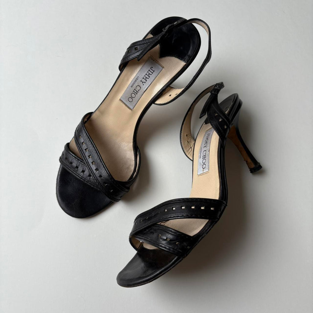 Jimmy Choo Black Leather Kitten Heels