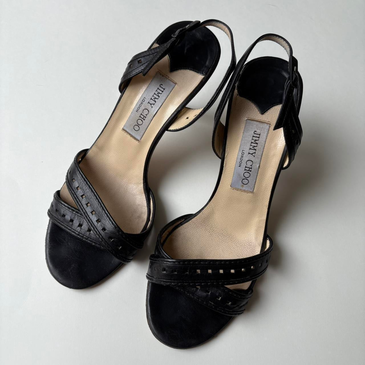 Jimmy Choo Black Leather Kitten Heels